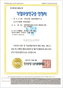 Company-affiliated R&D Institution Certificate